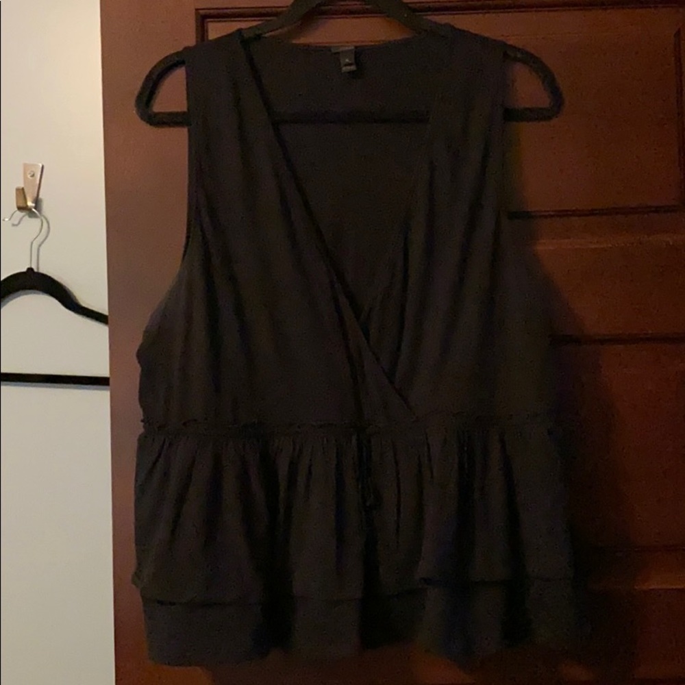 JCREW - TIE WAIST TIERED TANK - BLACK - XL